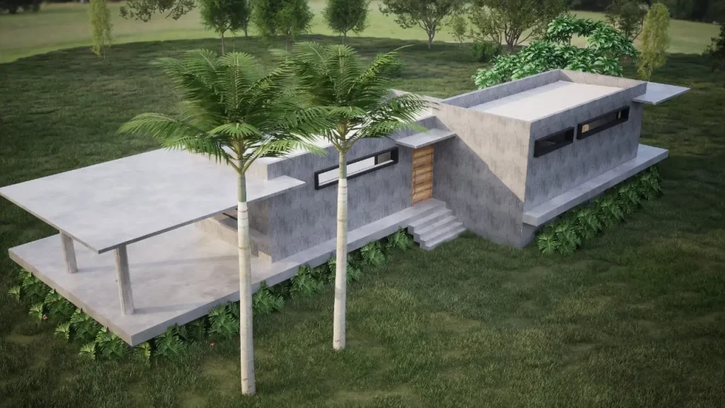 Projeto 3D de uma casa de campo