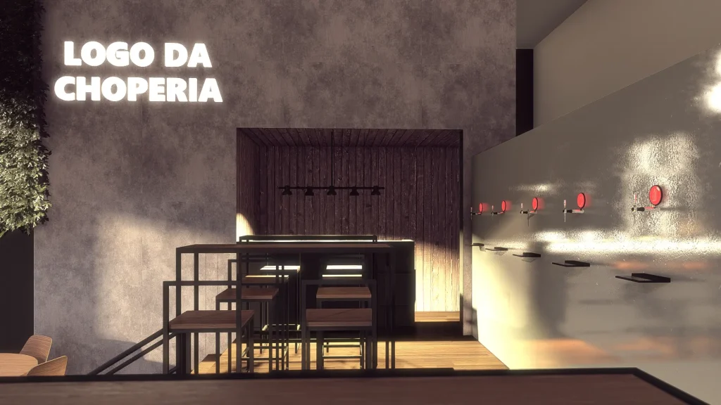 Projeto 3D de uma choperia