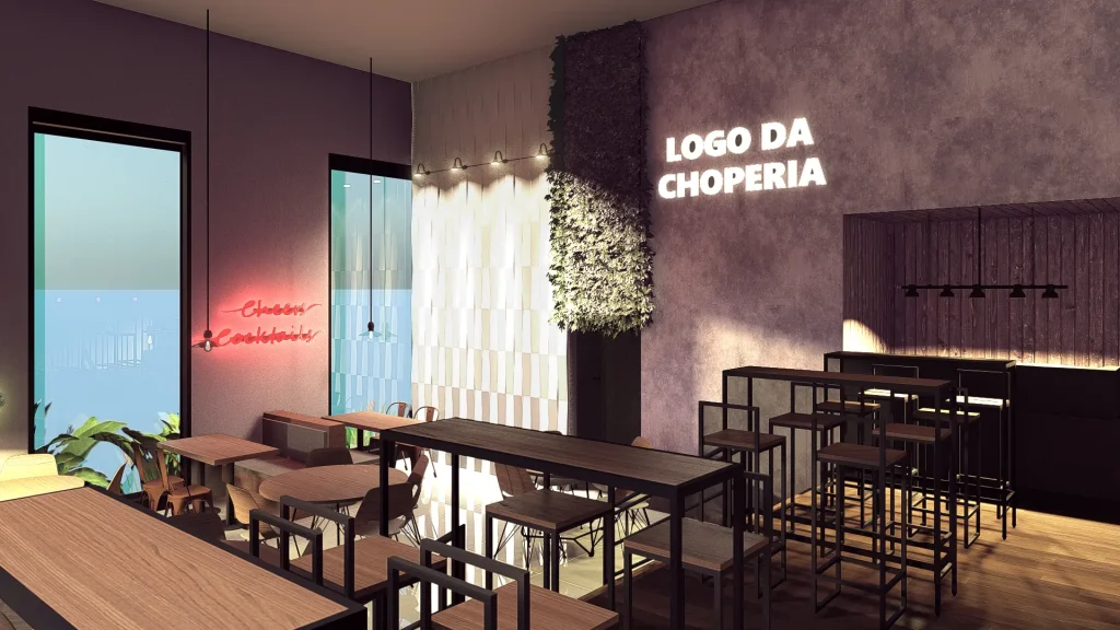 Projeto 3D de uma choperia