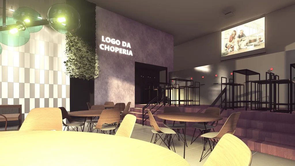 Projeto 3D de uma choperia