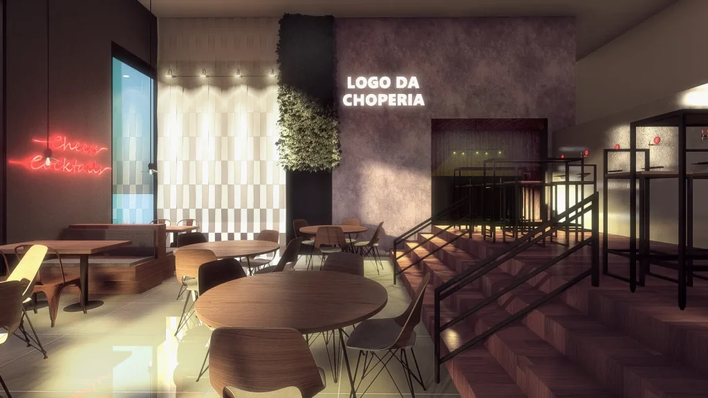 Projeto 3D de uma choperia